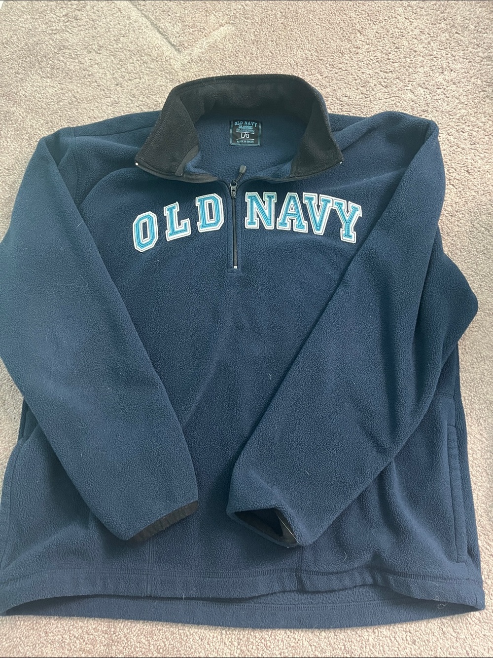 Old Navy Navy Half-Zip Fleece Pullover with Contrast Collar
